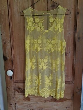 Italian Brand Sheer Floral Lace Tank Slip Cover Up